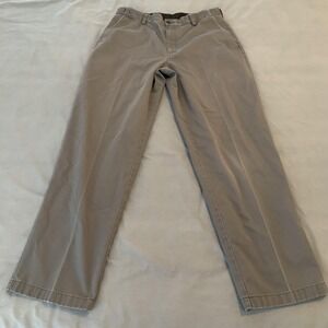 LL Bean Pants Mens 35x32 Gray Comfort Waist Chino Flat Front 100% Cotton‎ Casual